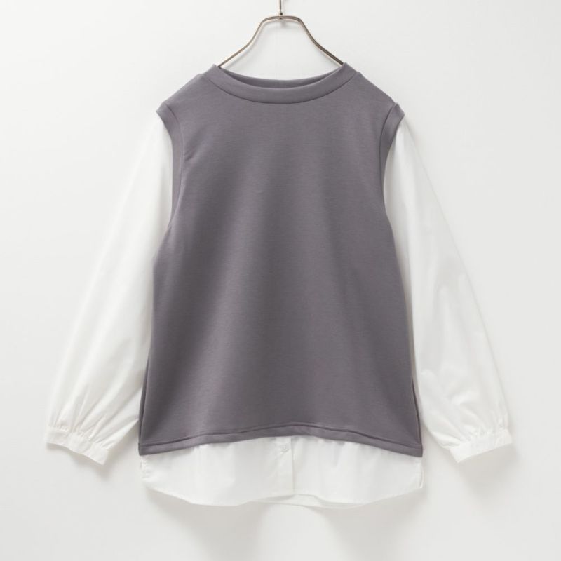 URBAN COLLECTION  エアスムージー ポンチ素材 フェイクアンサンブルプルオーバー レディース商品画像-11