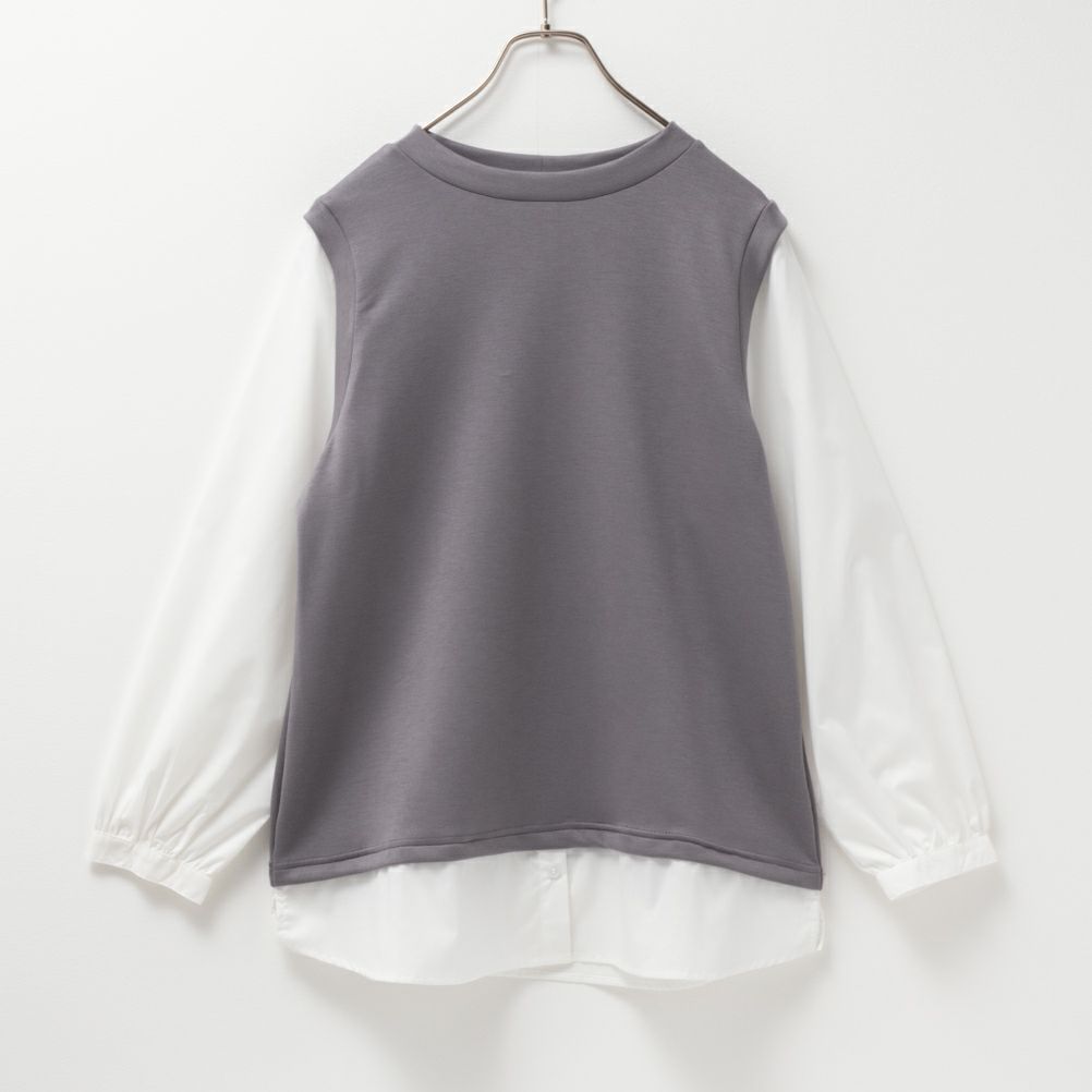 URBAN COLLECTION エアスムージー ポンチ素材 フェイクアンサンブルプルオーバー レディース