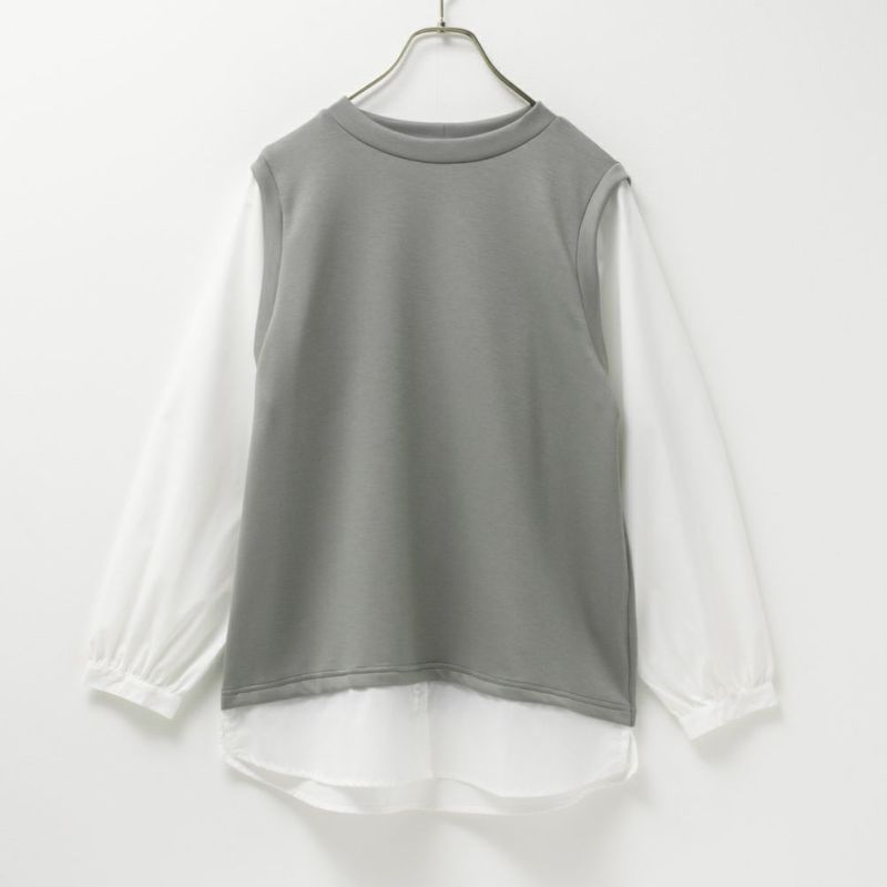 URBAN COLLECTION  エアスムージー ポンチ素材 フェイクアンサンブルプルオーバー レディース商品画像-12