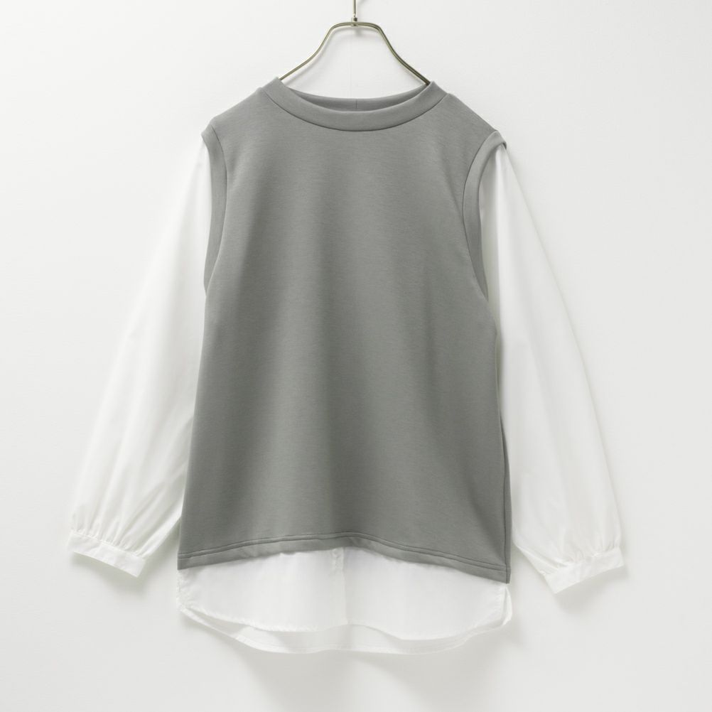 URBAN COLLECTION エアスムージー ポンチ素材 フェイクアンサンブルプルオーバー レディース