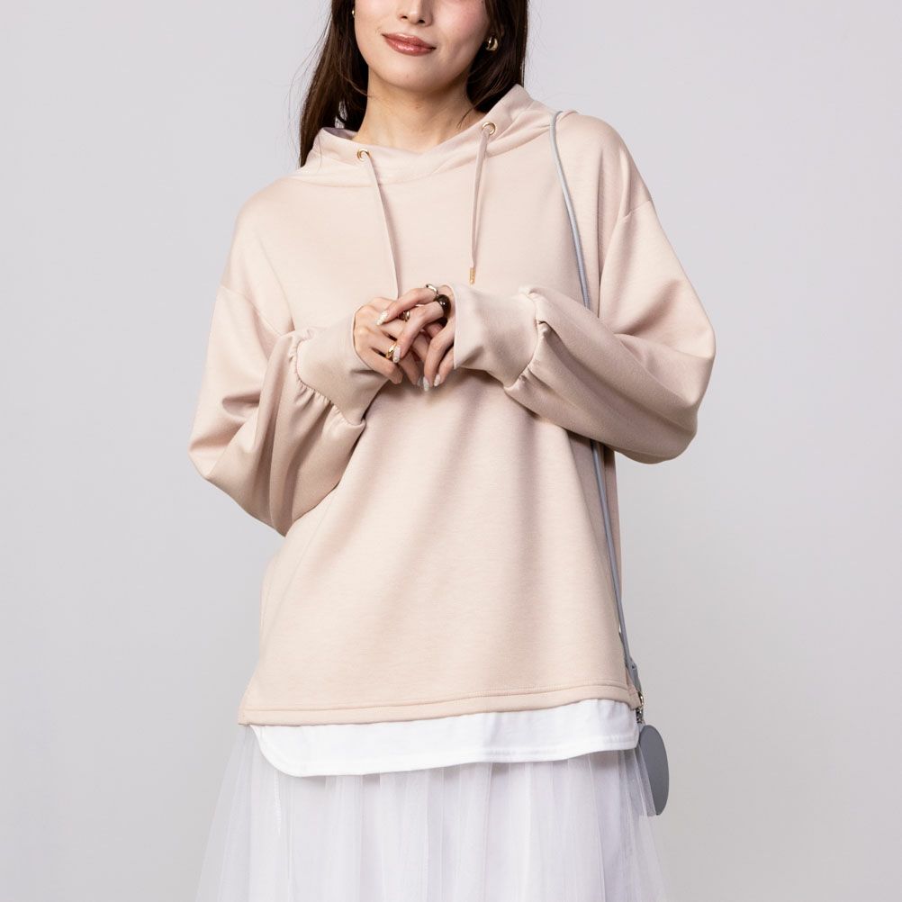 URBAN COLLECTION  エアスムージー ポンチ素材 フェイクレイヤードプルオーバー レディース商品画像-3