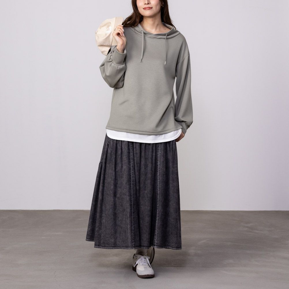 URBAN COLLECTION エアスムージー ポンチ素材 フェイクレイヤードプルオーバー レディース