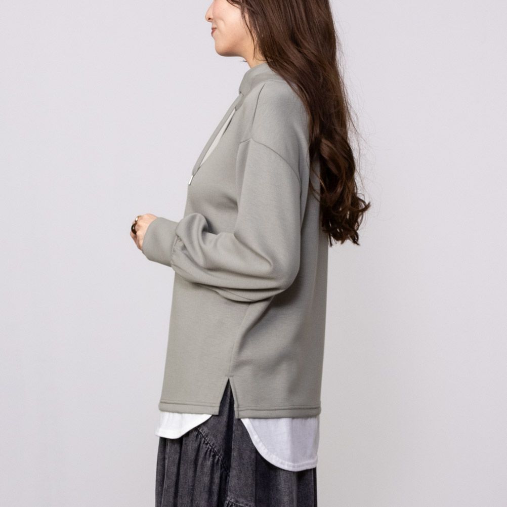 URBAN COLLECTION エアスムージー ポンチ素材 フェイクレイヤードプルオーバー レディース