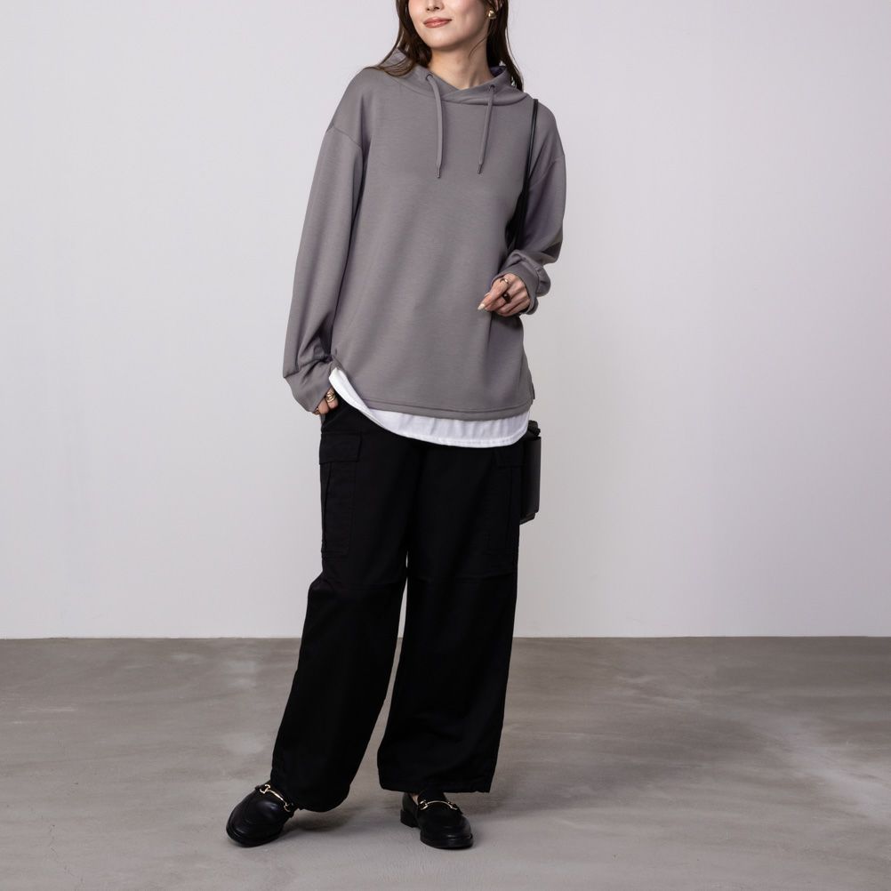 URBAN COLLECTION エアスムージー ポンチ素材 フェイクレイヤードプルオーバー レディース