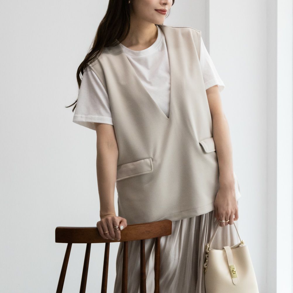 URBAN COLLECTION エアスムージー ポンチ素材 ベストアンサンブル レディース商品画像-1