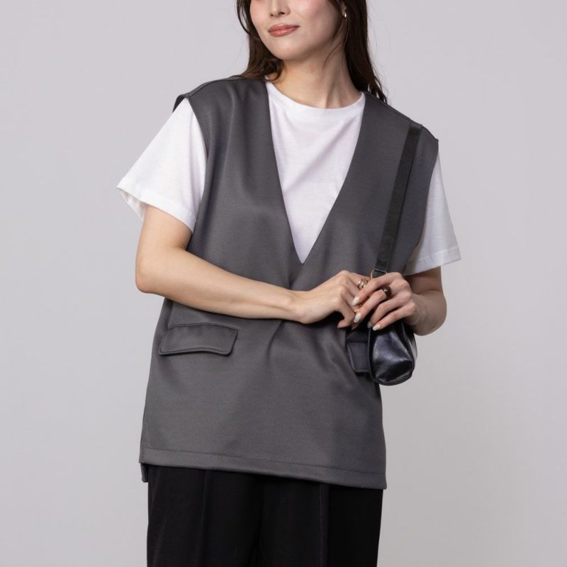 URBAN COLLECTION  エアスムージー ポンチ素材 ベストアンサンブル レディース商品画像-2