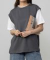 URBAN COLLECTION エアスムージー ポンチ素材 フェイクレイヤードベストTシャツ レディース メール便 対応商品商品サムネイル-2