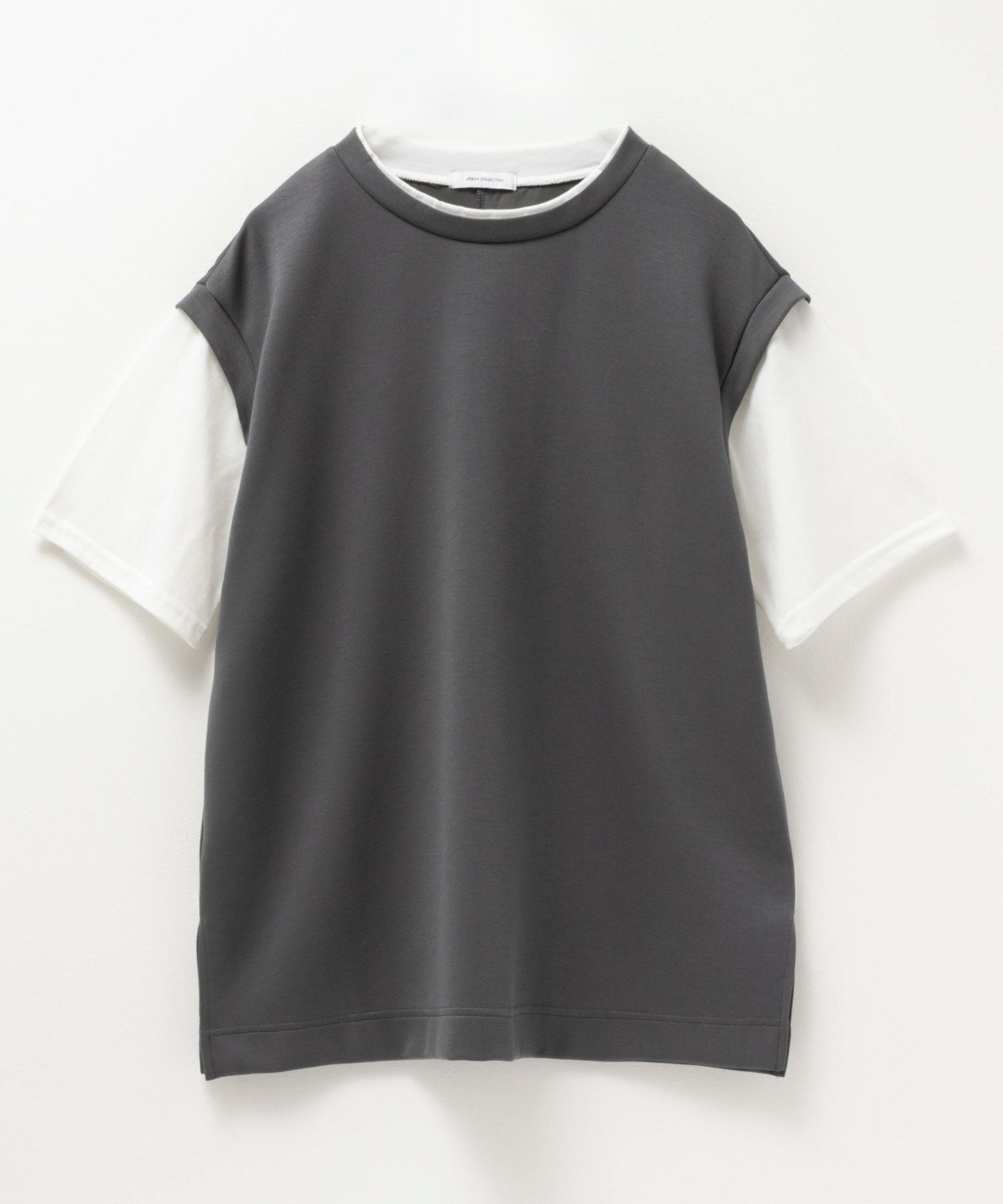 URBAN COLLECTION エアスムージー ポンチ素材 フェイクレイヤードベストTシャツ レディース ネコポス 対応商品