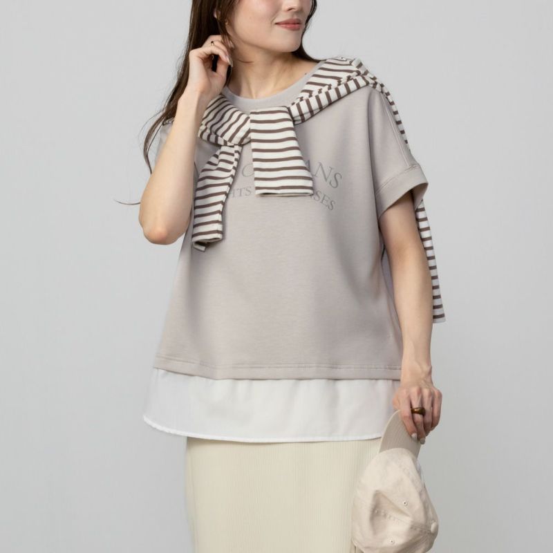 URBAN COLLECTION エアスムージー ポンチ素材 フェイクレイヤードノースリーブ レディース商品画像-2