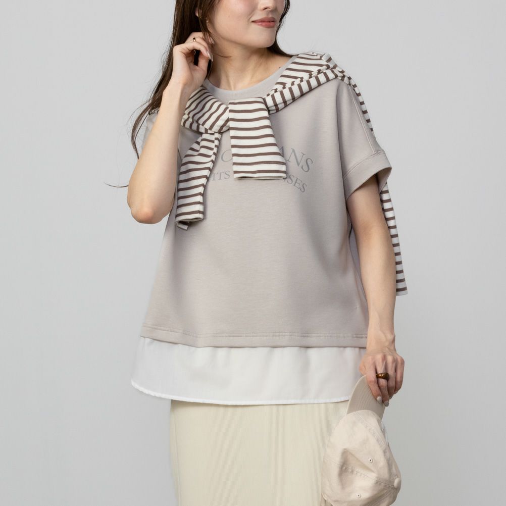 URBAN COLLECTION  エアスムージー ポンチ素材 フェイクレイヤードノースリーブ レディース商品サムネイル-2