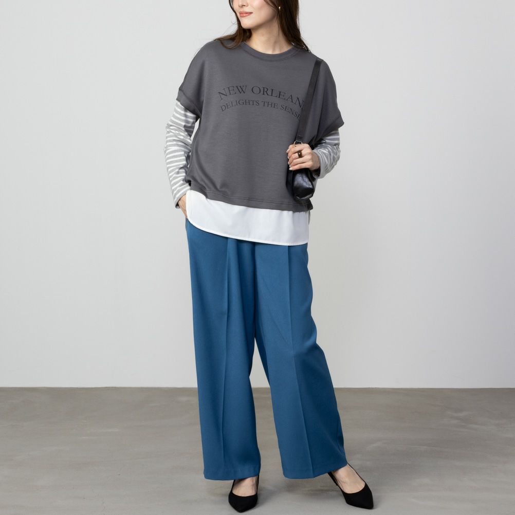 URBAN COLLECTION エアスムージー ポンチ素材 フェイクレイヤードノースリーブ レディース