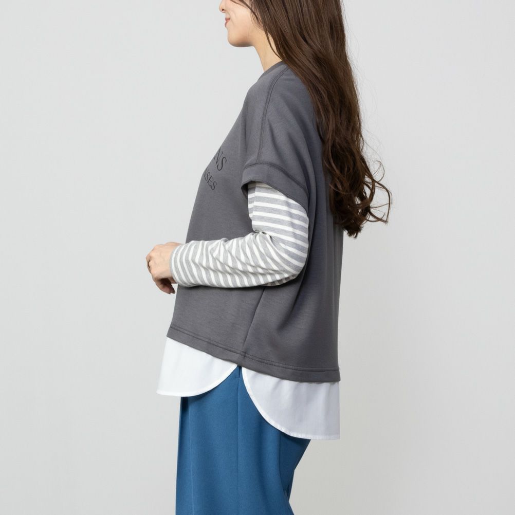 URBAN COLLECTION エアスムージー ポンチ素材 フェイクレイヤードノースリーブ レディース