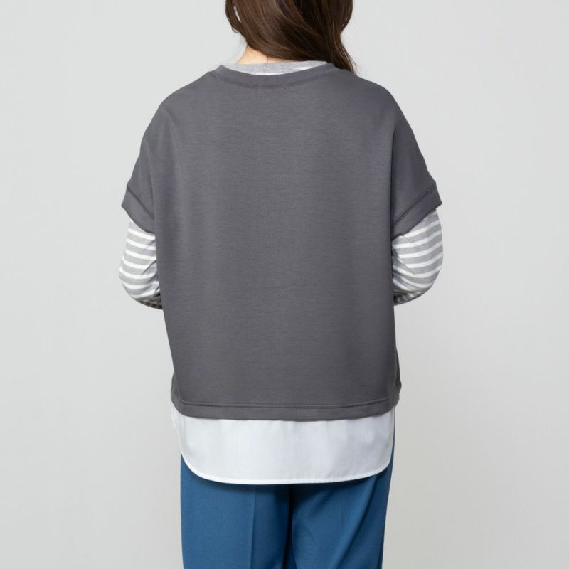 URBAN COLLECTION  エアスムージー ポンチ素材 フェイクレイヤードノースリーブ レディース商品画像-6