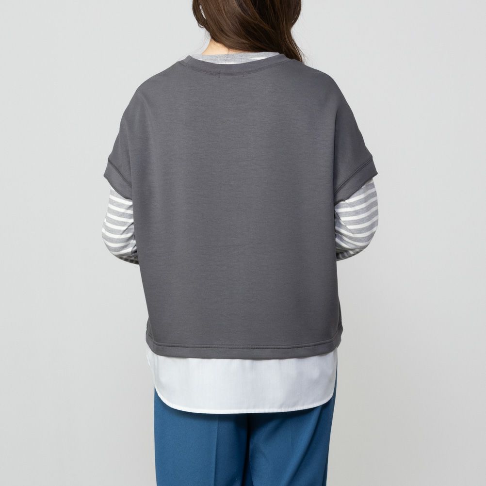 URBAN COLLECTION エアスムージー ポンチ素材 フェイクレイヤードノースリーブ レディース