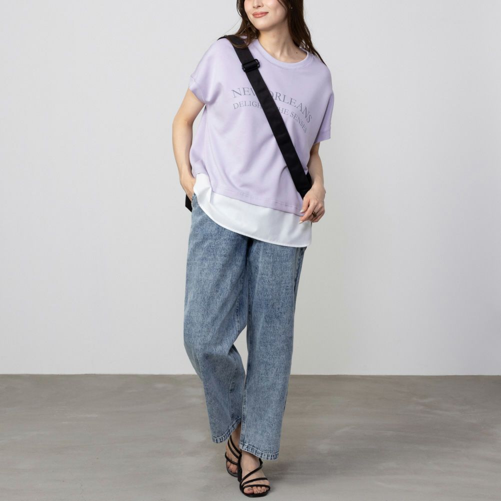 URBAN COLLECTION エアスムージー ポンチ素材 フェイクレイヤードノースリーブ レディース