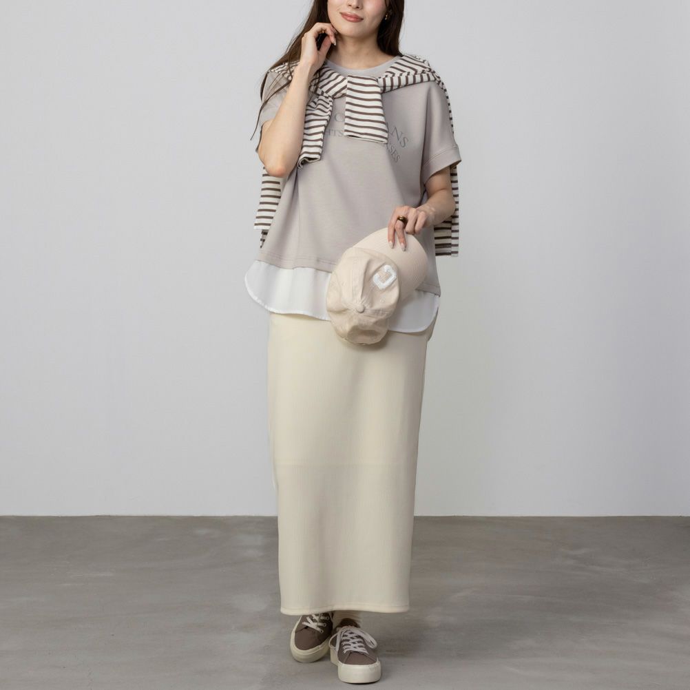 URBAN COLLECTION エアスムージー ポンチ素材 フェイクレイヤードノースリーブ レディース