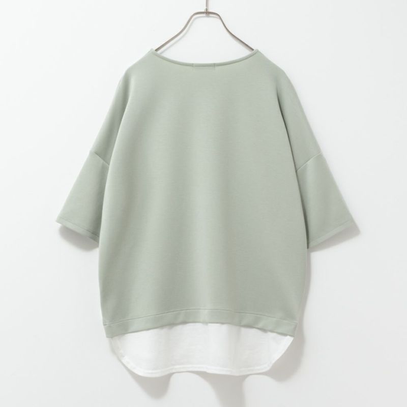 URBAN COLLECTION エアスムージー ポンチ素材 裾フェイクレイヤードプリントTシャツ レディース メール便 対応商品商品画像-12