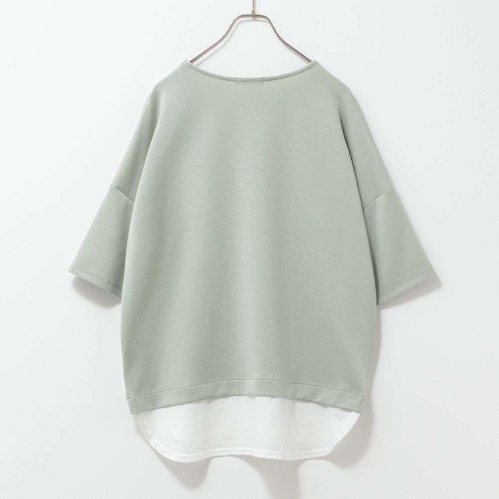 URBAN COLLECTION  エアスムージー ポンチ素材 裾フェイクレイヤードプリントTシャツ レディース メール便 対応商品商品画像-12