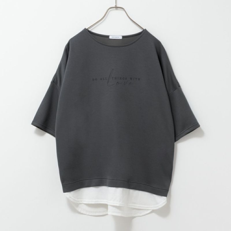 URBAN COLLECTION  エアスムージー ポンチ素材 裾フェイクレイヤードプリントTシャツ レディース メール便 対応商品商品画像-13