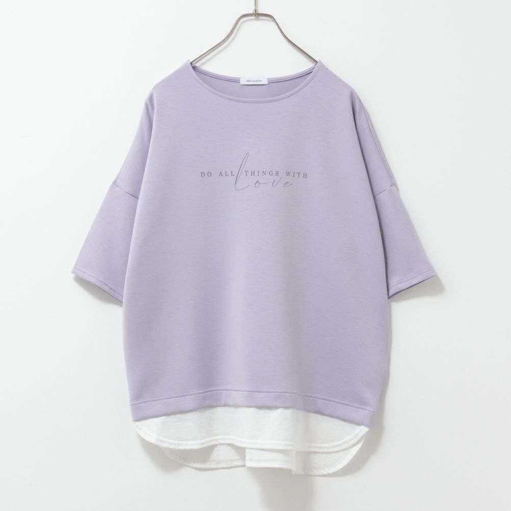 URBAN COLLECTION エアスムージー ポンチ素材 裾フェイクレイヤードプリントTシャツ レディース ネコポス 対応商品