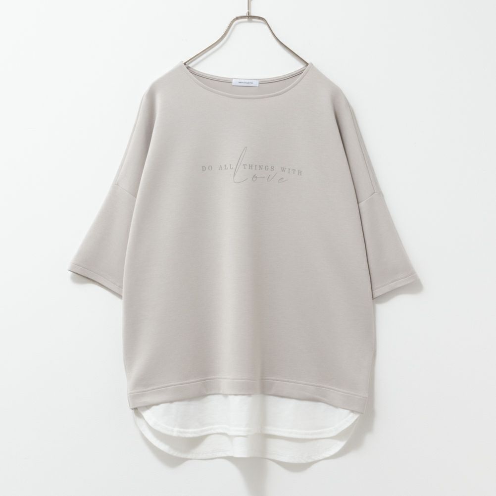 URBAN COLLECTION エアスムージー ポンチ素材 裾フェイクレイヤードプリントTシャツ レディース ネコポス 対応商品
