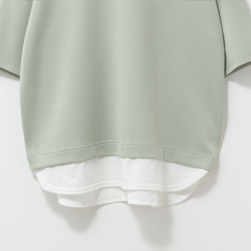 URBAN COLLECTION エアスムージー ポンチ素材 裾フェイクレイヤードプリントTシャツ レディース ネコポス 対応商品