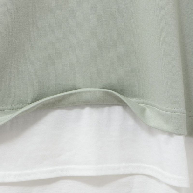 URBAN COLLECTION  エアスムージー ポンチ素材 裾フェイクレイヤードプリントTシャツ レディース メール便 対応商品商品画像-19