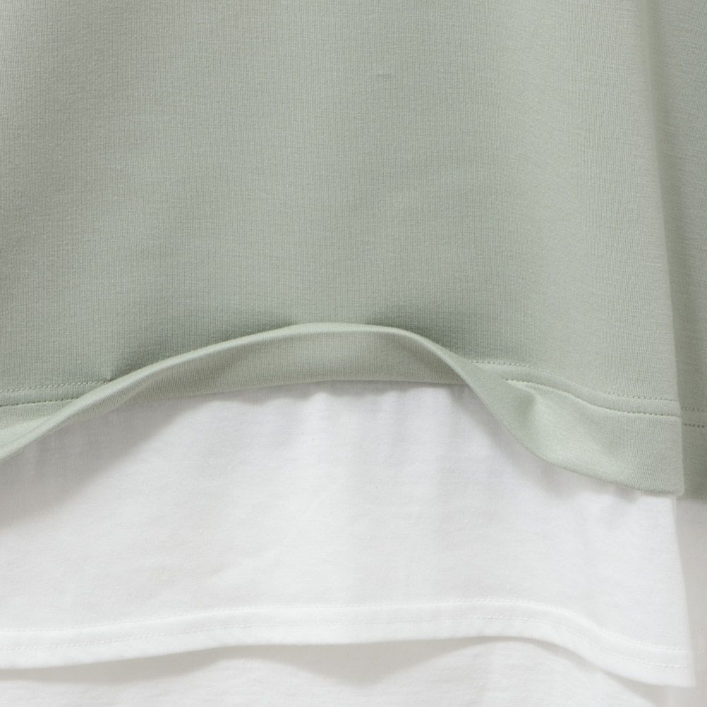 URBAN COLLECTION エアスムージー ポンチ素材 裾フェイクレイヤードプリントTシャツ レディース ネコポス 対応商品