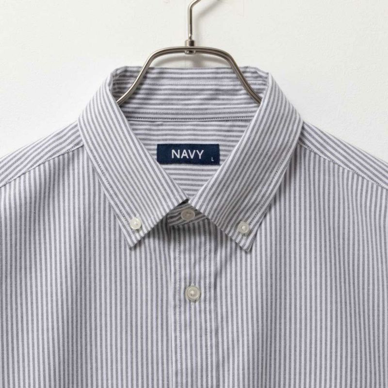 NAVY オックスストライプボタンダウン長袖シャツ メンズ