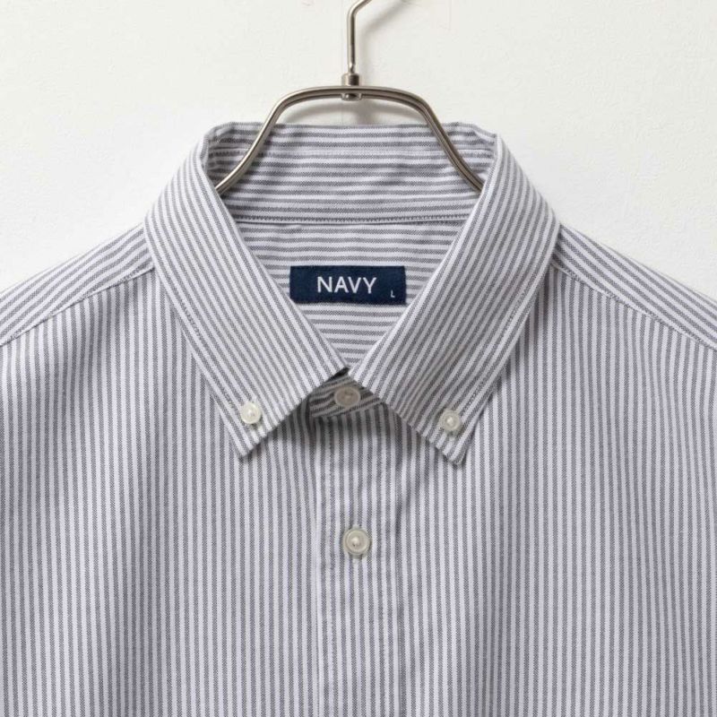 NAVY  オックスストライプボタンダウン長袖シャツ メンズ商品画像-4