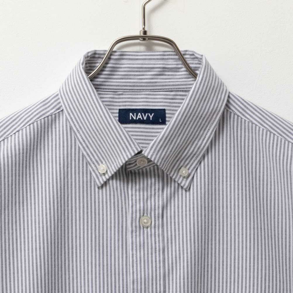 NAVY  オックスストライプボタンダウン長袖シャツ メンズ商品画像-4