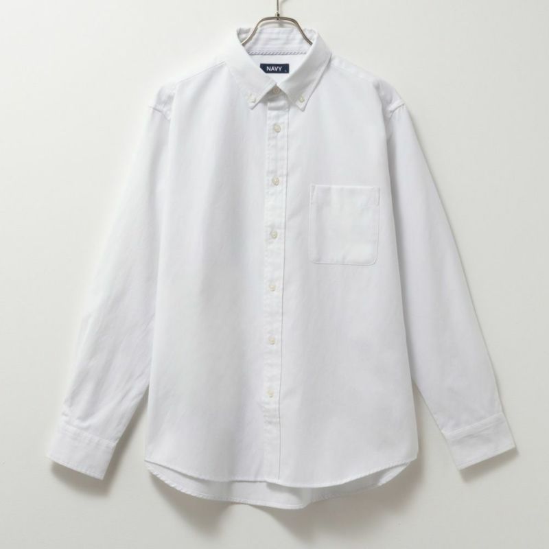 NAVY オックス無地ボタンダウン長袖シャツ メンズ商品画像-3