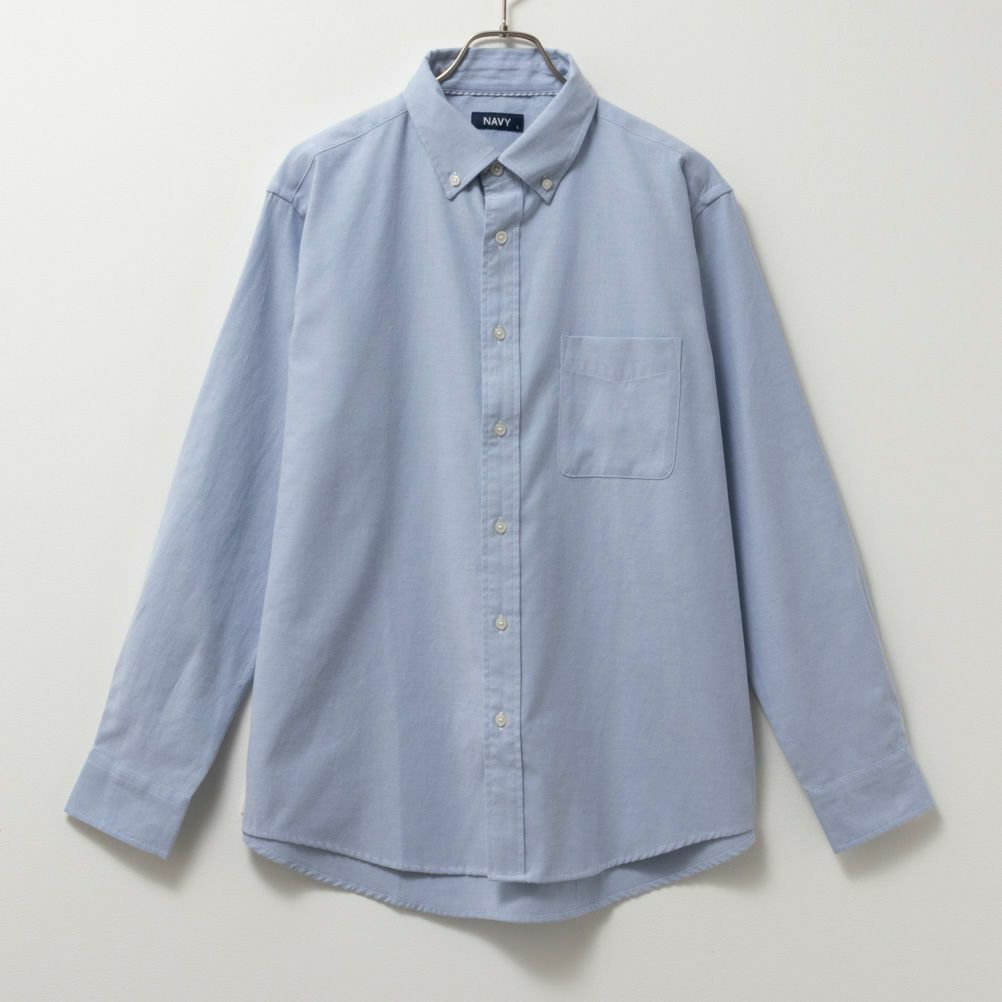 NAVY オックス無地ボタンダウン長袖シャツ メンズ