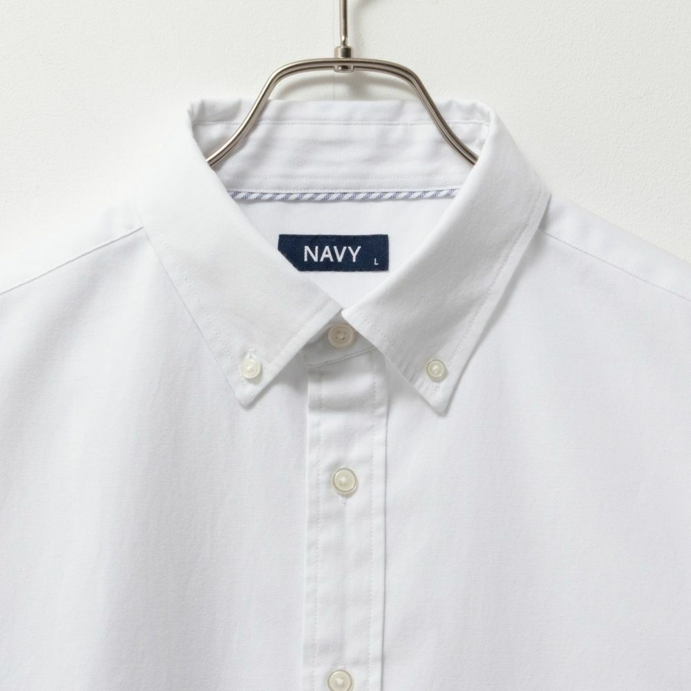 NAVY オックス無地ボタンダウン長袖シャツ メンズ