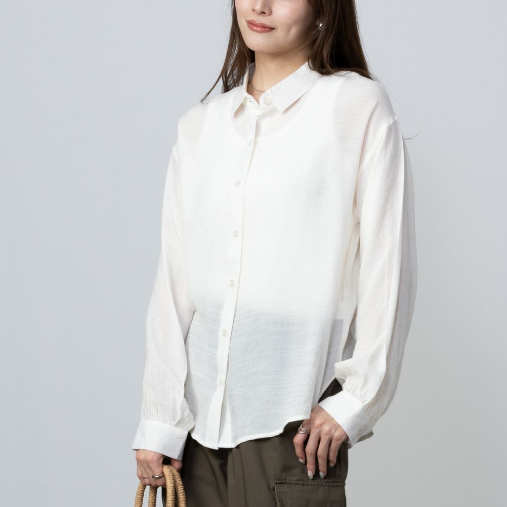 NAVY RTスラブ長袖シャツ レディース