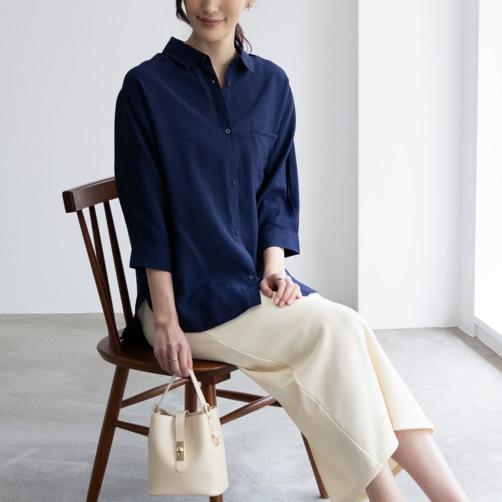 Howdy Marie  ビンテージシアー無地7分袖シャツ レディース商品サムネイル-1