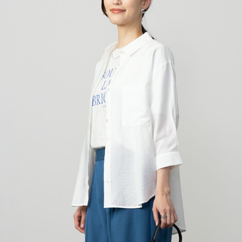 Howdy Marie  ビンテージシアー無地7分袖シャツ レディース商品画像-2