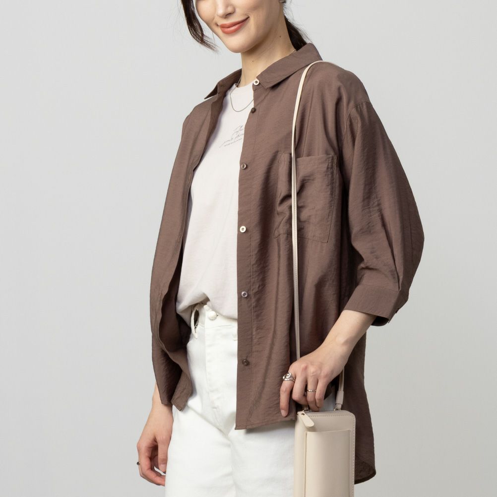 Howdy Marie  ビンテージシアー無地7分袖シャツ レディース商品画像-3