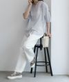 NAVY 前開きスキッパー5分袖シャツ レディース