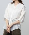 NAVY 前開きスキッパー5分袖シャツ レディース