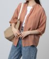 NAVY 前開きスキッパー5分袖シャツ レディース