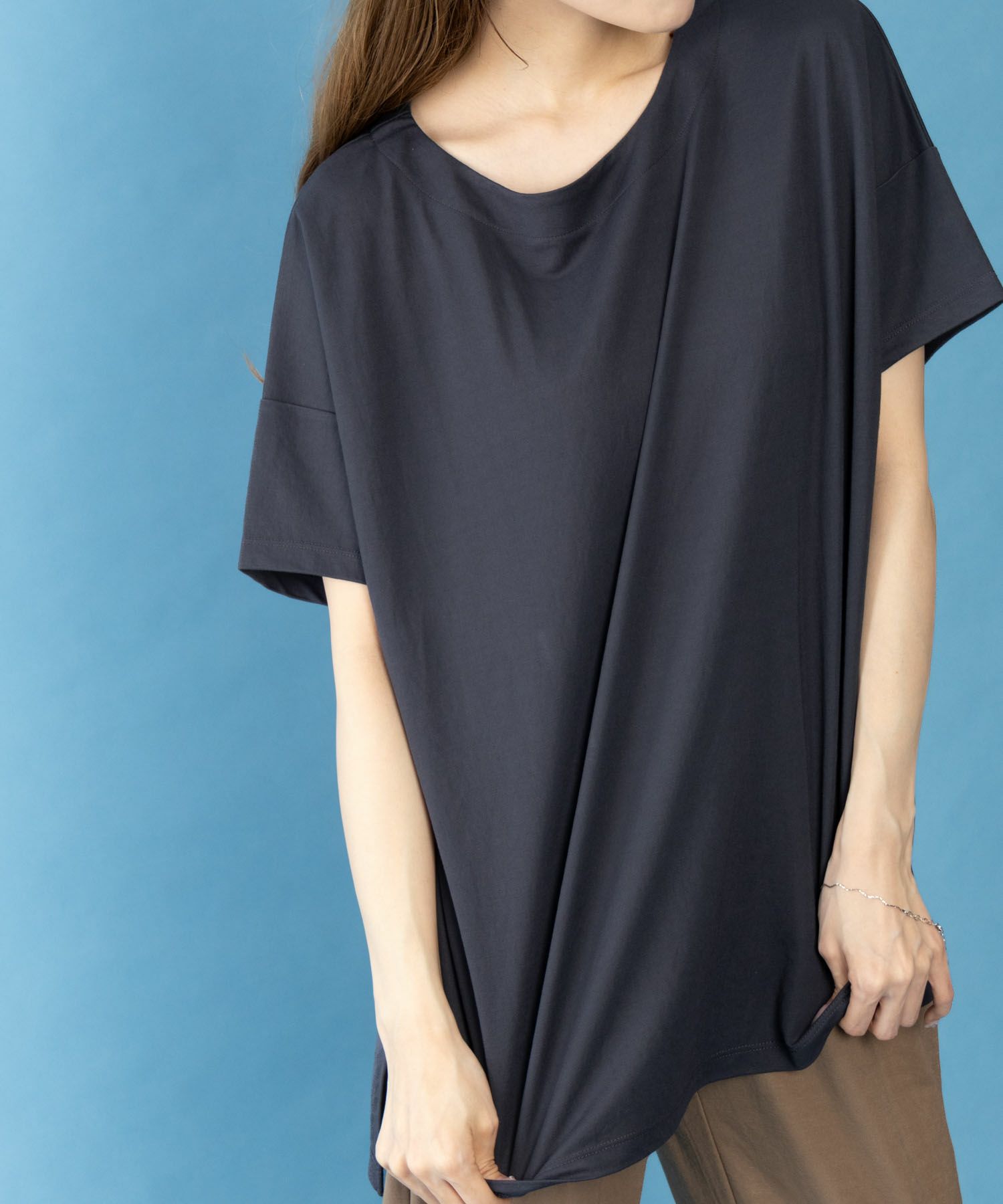 NAVY SARARI オーバー丈Tシャツ レディース ネコポス 対応商品