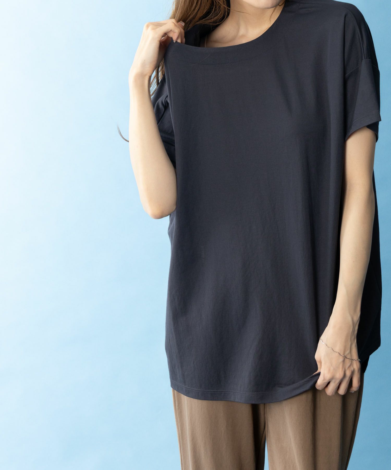NAVY SARARI オーバー丈Tシャツ レディース ネコポス 対応商品
