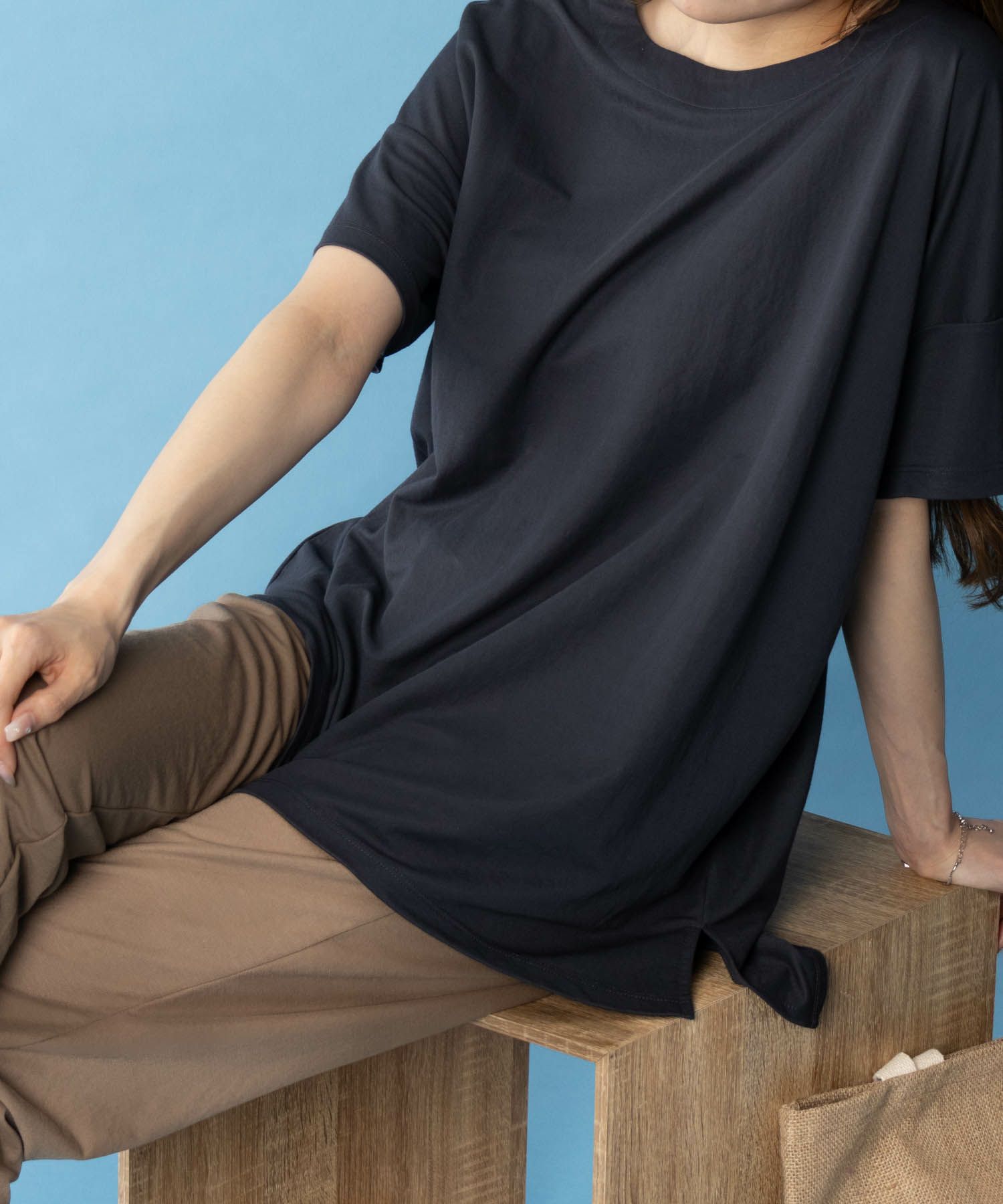 NAVY SARARI オーバー丈Tシャツ レディース ネコポス 対応商品