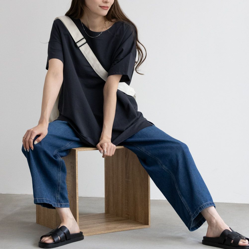 NAVY SARARI ルーズシルエットTシャツ レディース メール便 対応商品商品画像-7