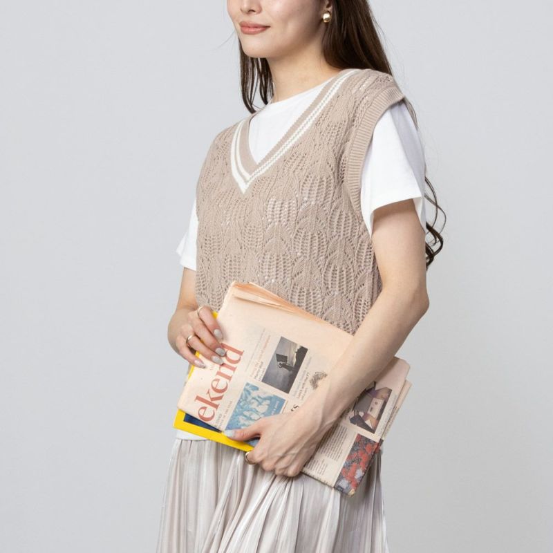 NAVY  チルデンVネックベストアンサンブル レディース商品画像-3