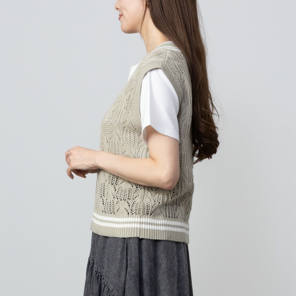 NAVY チルデンVネックベストアンサンブル レディース商品画像-5