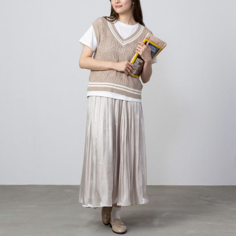 NAVY  チルデンVネックベストアンサンブル レディース商品画像-8