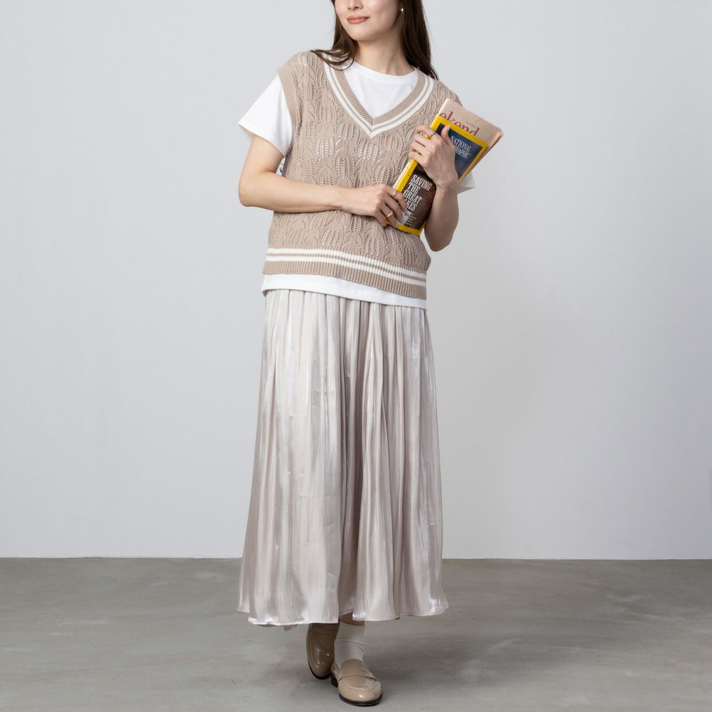 NAVY チルデンVネックベストアンサンブル レディース