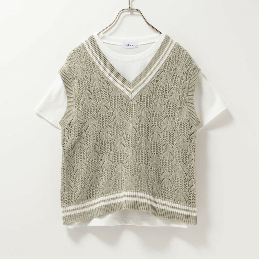 NAVY チルデンVネックベストアンサンブル レディース商品画像-11